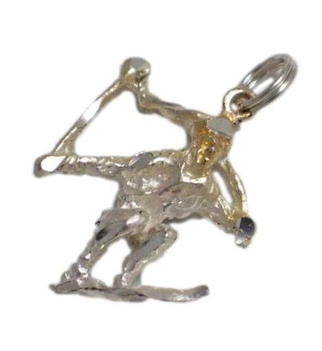 Charm | Sterling Silver Olympic Snow Ski Skier Charm / Pendant | Jewelry