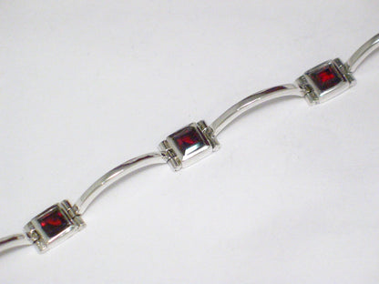 Tennis Bracelets | Sterling Silver Red Garnet Stone Tennis Bracelet | Best Deals on Estate Fine Jewelry online at  Blingschlingers.com