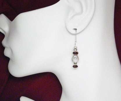 Earrings & Pendant set, Sterling Silver Garnet Red Cz Stone Matching Jewelry Set