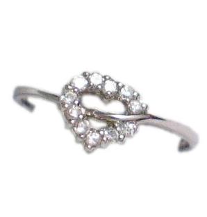 Thin Ring, sz6 Dainty Style White CZ Stone Sterling Silver Heart Ring - Womens Jewelry