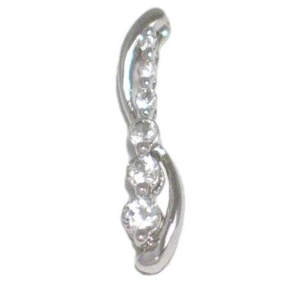 Sterling Silver Pendant Small White Cubic Zirconia Stone Journey Pendant