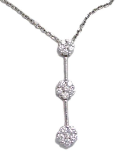 Diamond Necklace, Womens Stunning 16in Diamond Cluster Bar 14k White Gold Pendant Necklace