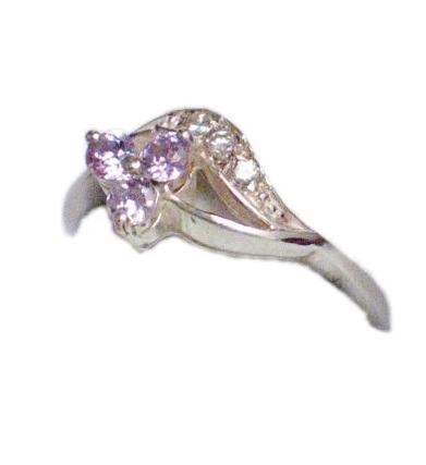 Silver Rings | Women's Petite Sterling Silver Light Purple Flower Ring  8.5 | Estate Jewelry online