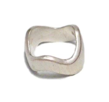 Sterling Silver Band, sz6 Edgy Style Brushed Wavy Design Band Statement Ring - Discount Estate Jewelry