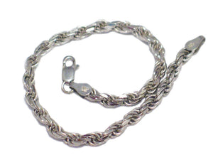 Chain Bracelet | Sterling Silver 7" Italian Rope Chain Bracelet | Gender Neutral Jewelry
