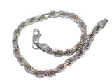 Chain Bracelet | Sterling Silver 7" Italian Rope Chain Bracelet | Gender Neutral Jewelry
