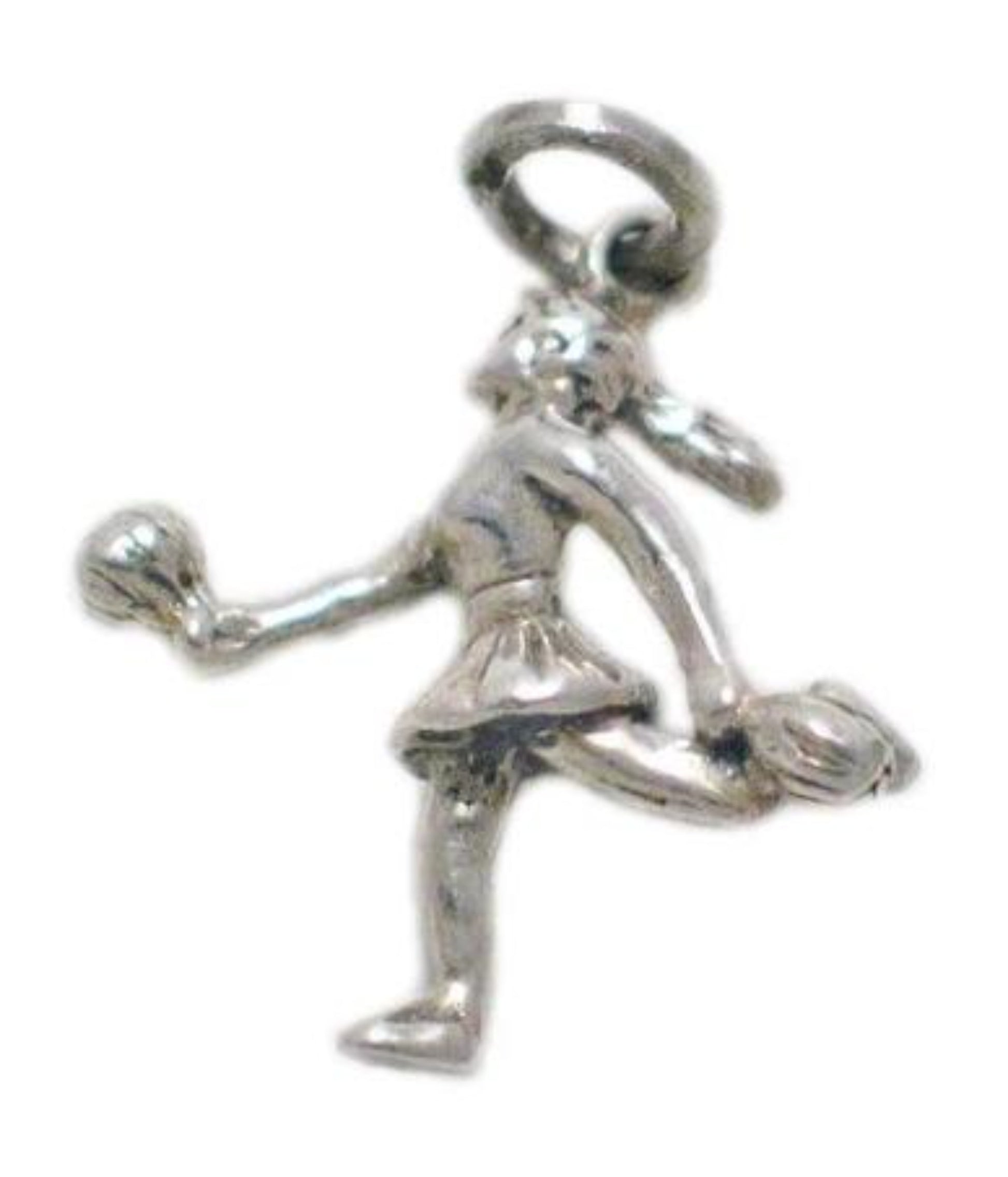 Silver Charms | Womens Sterling Silver 3d Cheerleader w/ Pom Poms Pendant | Vintage Jewelry website online