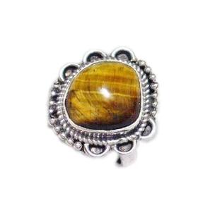 Sterling Silver Ring, Mens Womens Unique Tigers Eye Stone Solitaire Statement Ring