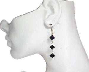 Earrings Womens Long Sterling Silver Black Onyx Dangle Earrings | Blingschlingers Jewelry
