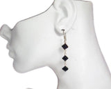 Earrings Womens Long Sterling Silver Black Onyx Dangle Earrings | Blingschlingers Jewelry