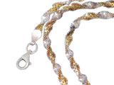 Chains | Sterling Silver Gold Spiral Herringbone Box Chain Glitter Rope Necklace 18" | Gold Necklaces